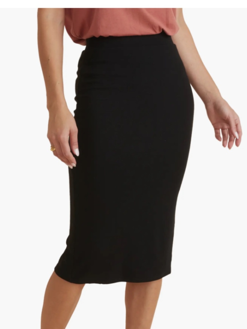 Classic Black Midi Skirt - Women's Straight Cut Small 2-4